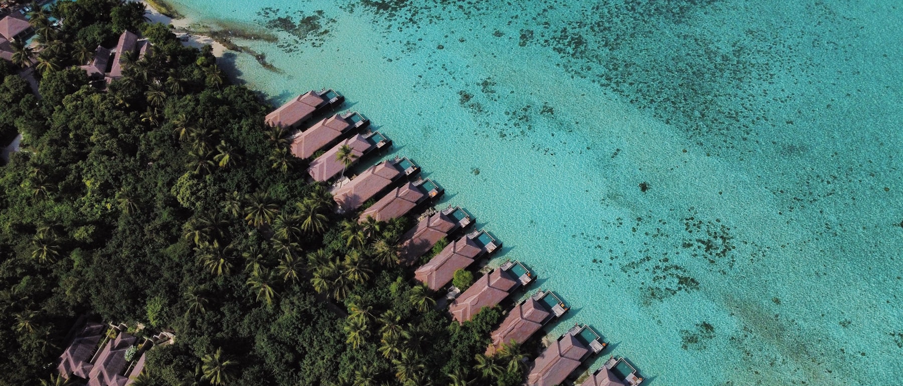 Bird's-eye view of a resort on a tropical island